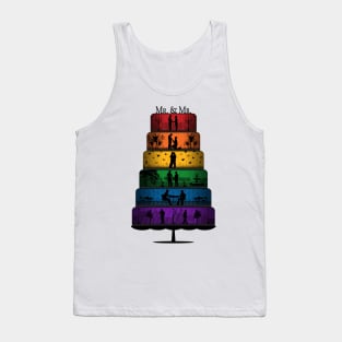 Gay Pride Wedding Cake with Rainbow Tiers Tank Top